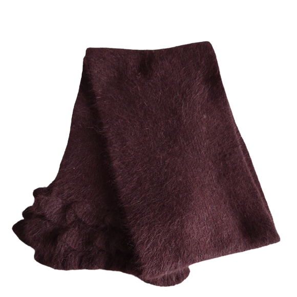 NWT C.C. Fashion Collection Brown Angora Blend Ruffle One Size Scarf - Picture 2 of 9